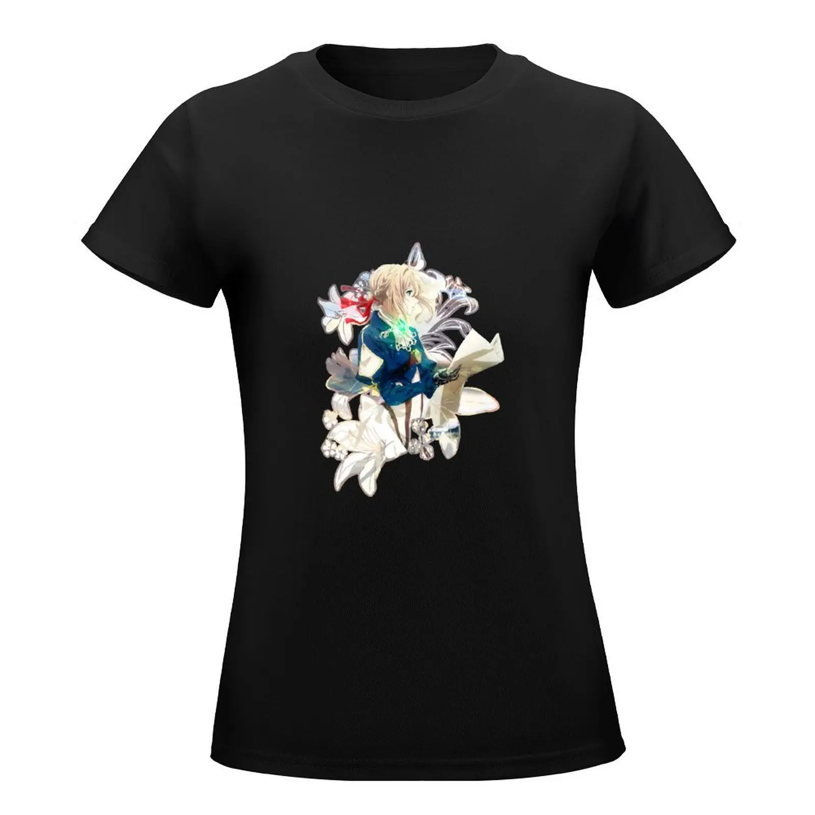 Violet Evergarden flowers print T-Shirt heavyweights sublime customs white t-shirt dress for Women sexy