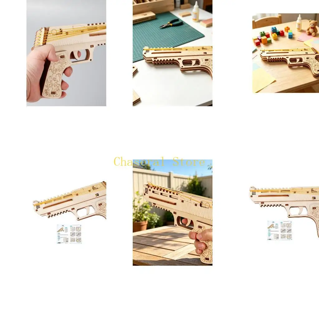 E7CE Mechanical Wooden Puzzle Model for Hands-On Assembly, Featuring a Distinct Profile, Shaped Pieces, and Decorative