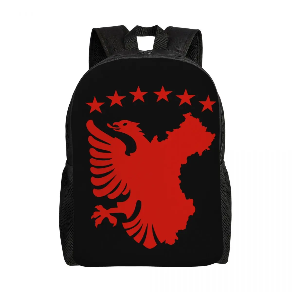 Customized Shqipe Autochthonous Flag Essential Backpacks Men Women Fashion Bookbag for School College Kosovo Albania Eagle Bags