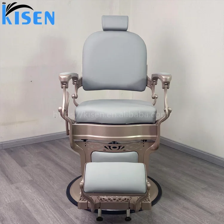 Kisen Top Quality Hairdressing  Salon Barber Chair Recliner Adjustable Backrest Swivel Lifting With Arm Rest And Foot Pedal