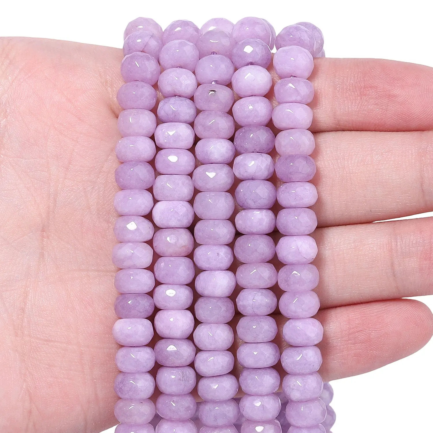 8x5mm Light Purple Jasper Natural Faceted Abacus Stone Beads For Charm Jewelry Making DIY Bracelet Neckalce Earrings Accessories