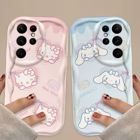 Hello Kitty Cinnamoroll Phone Case for Samsung Galaxy S25 S24 Ultra S23 S22 S21 S20 Plus FE A56 A36 A26 Soft Silicone Back Cover
