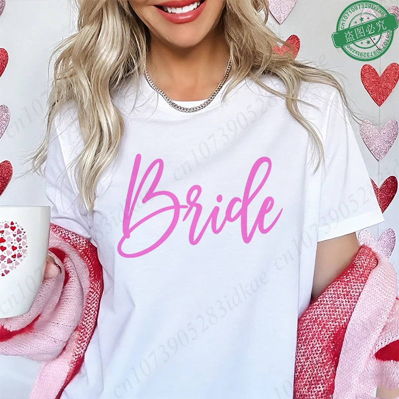 Bride Squad & Bride Tribe Graphic Tees Women Bachelorette Hen Party Matching Tops Casual Short Sleeve Tees for Wedding Group