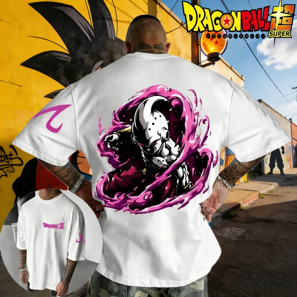 

2026 Summer Dragon Ball Gym Tee 100% Cotton Vintage Majin Buu Print Oversized Fitness Streetwear Unisex Casual T-shirt