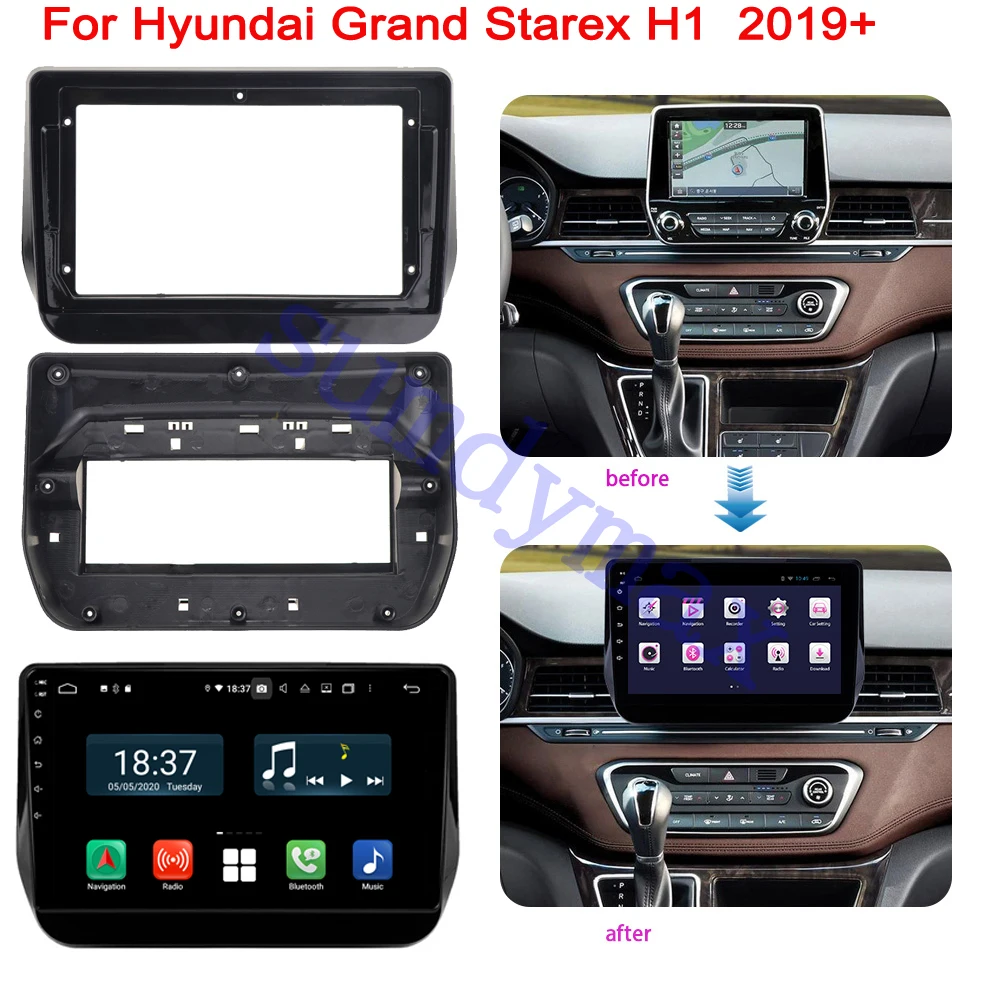 9 Inch Car Radio Plastic Fascias Panel For Hyundai Grand Starex H1 2019+ Dashboard Frame Installation GPS Android radio Player