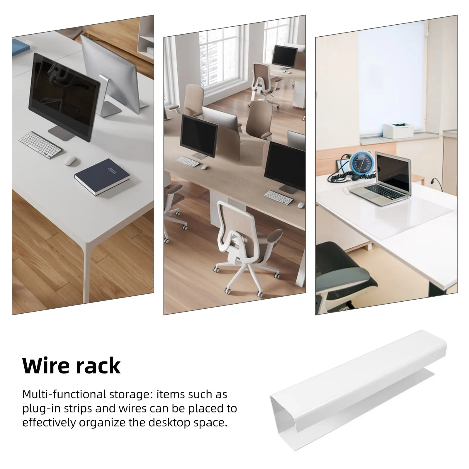 Cable Tray Under Desk Plastic Cable Management Organizer for Power Supplies Outlets and Cords Efficient Desk Wire Organization