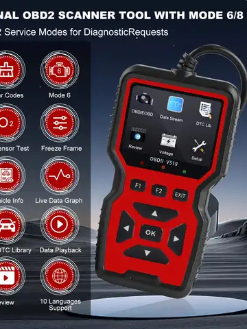 V519 Professional Obd2 Scanner - Usb-Powered Car Diagnostic Tool with Real-Time Data Stream, Full-Featured Obd Ii Testing (I/M Ready, Bod2/Eobd), Clears Engine Fault Lights, Reads/Erases Codes for Most Vehicles, Car Maintenance, Ergonomic Design, Durable Plastic Casing