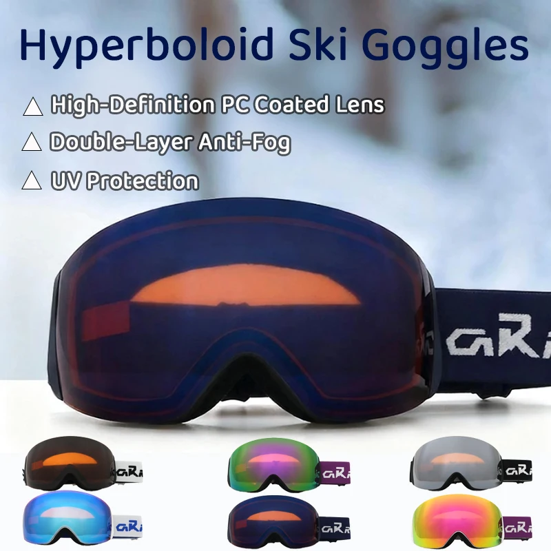

Adult Ski Goggles Double Layer Anti-Fog UV Protection Windproof Waterproof Glasses Compatible Ski Eyewear for Skiing Winter
