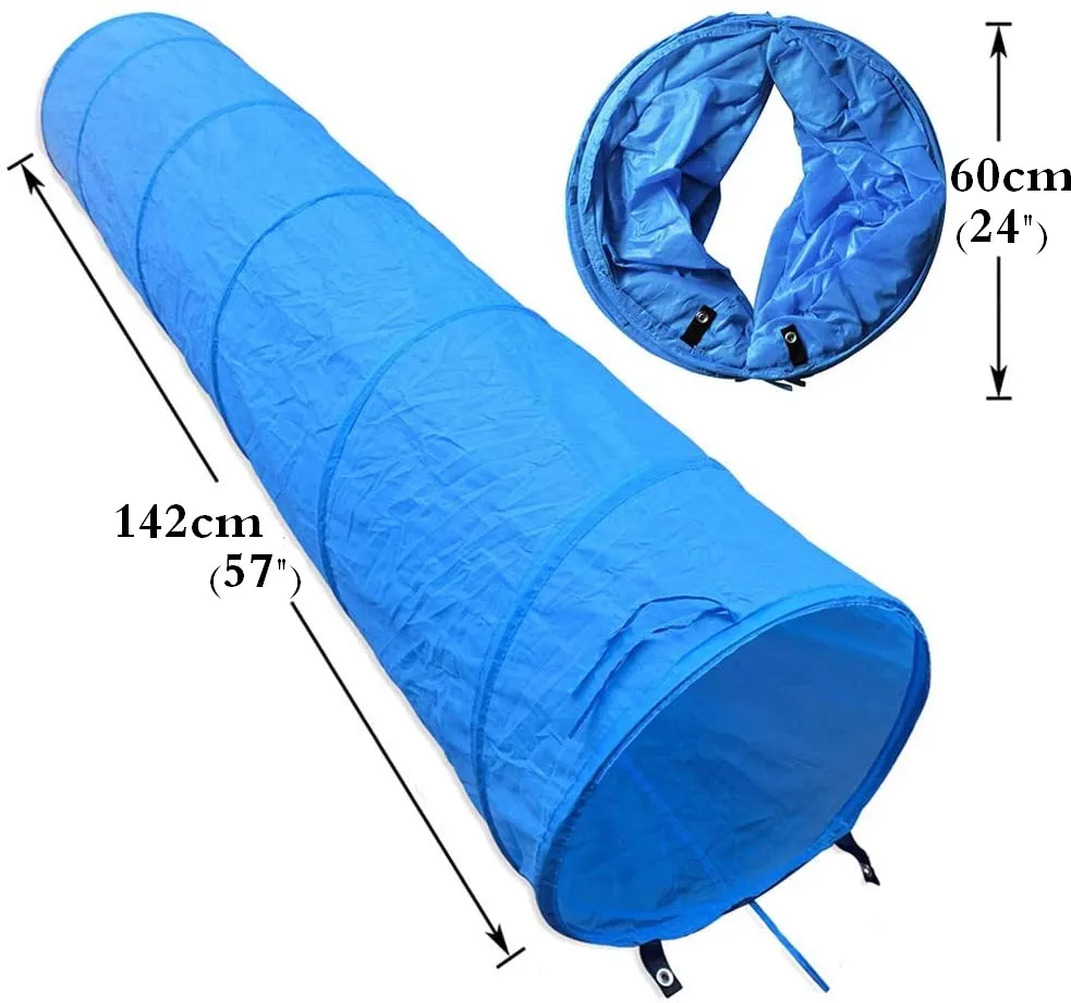 Folding Cat Dog Channel Pet Agility Training Tunnel Crawling Tunnel Pet Outdoor Sports Training Supplies Dia60cm Length 142cm