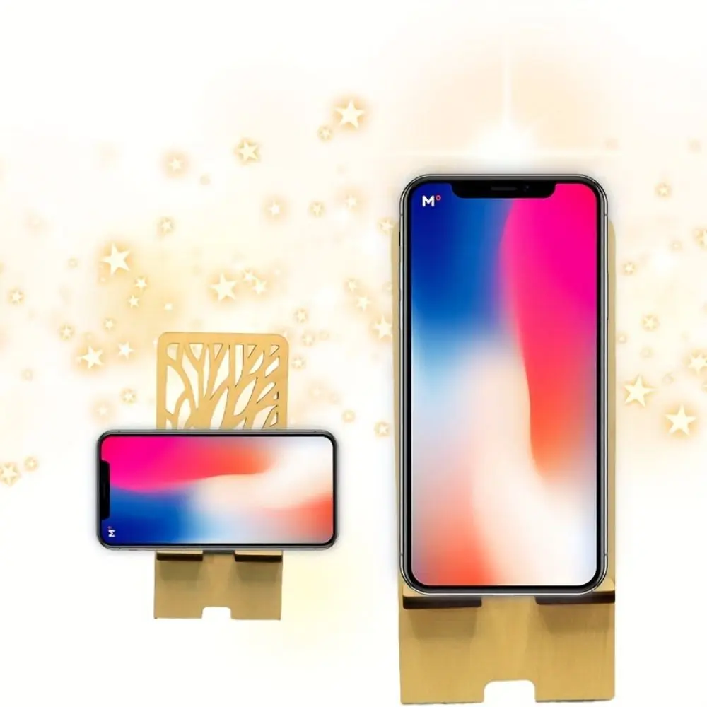 

Hollow Desktop Phone Holder with Charging Port Wood Stand Bracket Stable Retro Cellphone Standing Desk