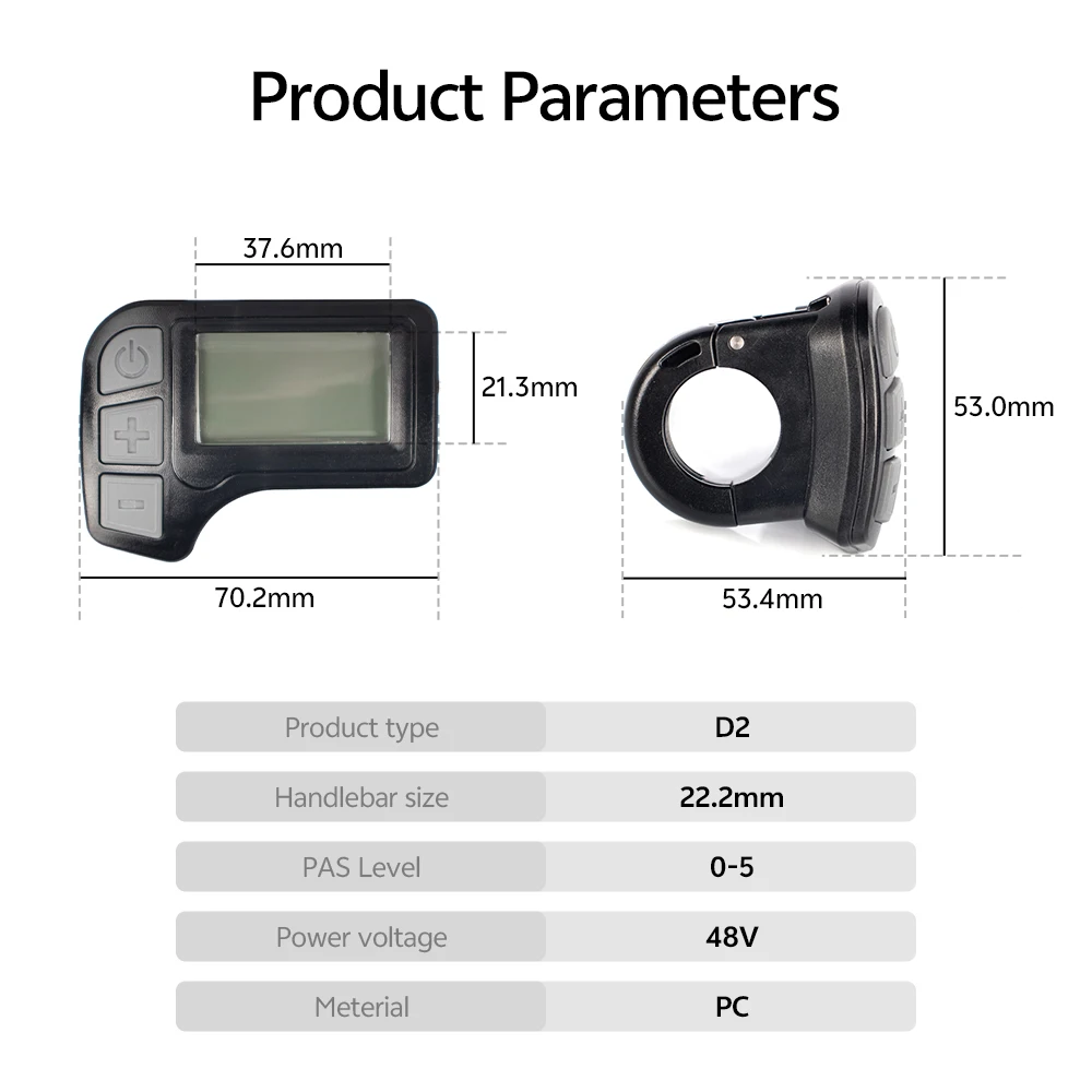 Pantalla LCD para Bicicleta Eléctrica, Accesorios de Pantalla Inteligente para Ebike, Conexión Impermeable de 5 Pines y 22,2 mm, Digital para ChamRider Ebike