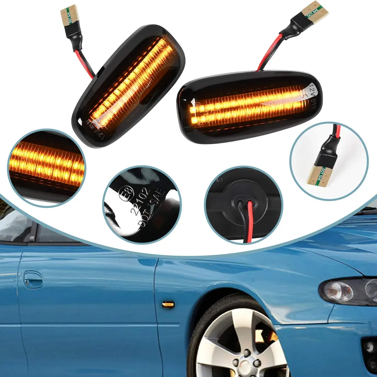 Dynamic Sequential LED Front Fender Side Marker Turn Signal Light For Holden Commodore VY/VZ Opel Cadillac Chevrolet Corvette C6