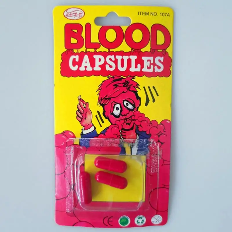 Halloween Fake Blood Capsules Horror Zombie Blood Vampire Cosplay Costume Prank Trick Prop April Fools Hematemesis Capsules