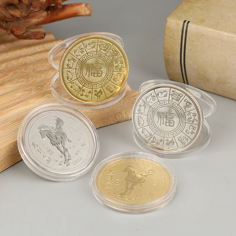 2026 سنة الحصان الصينية عملة تذكارية محظوظة-40 مللي متر الحديد زودياك تذكارية ميدالية ، مهرجان الحدث هدية الحرف #3