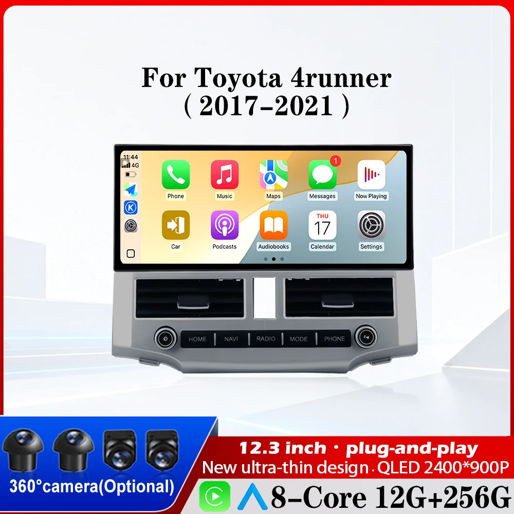 12.3 Inch Android 16 For Toyota 4runner 2017-2021 Split Screen 4G Car Radio Multimedia Player WiFi GPS Navigation
