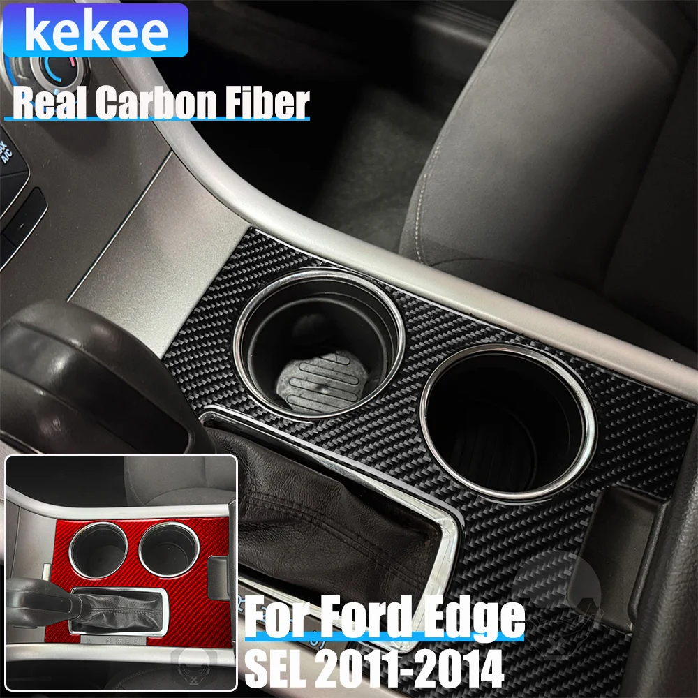 

Автомобильные аксессуары из настоящего углеродного волокна, держатель для чашки на центральной консоли, накладка на панель, мягкая наклейка для Ford Edge SEL 2011 2012 2013 2014