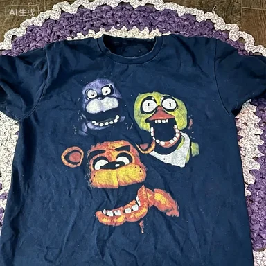 Freddie Bonny Chica Retro Pattern Men's T-Shirt - Horror Game Cotton Short-Sleeved Casual Streetwear - FNAF Fan T-Shirt