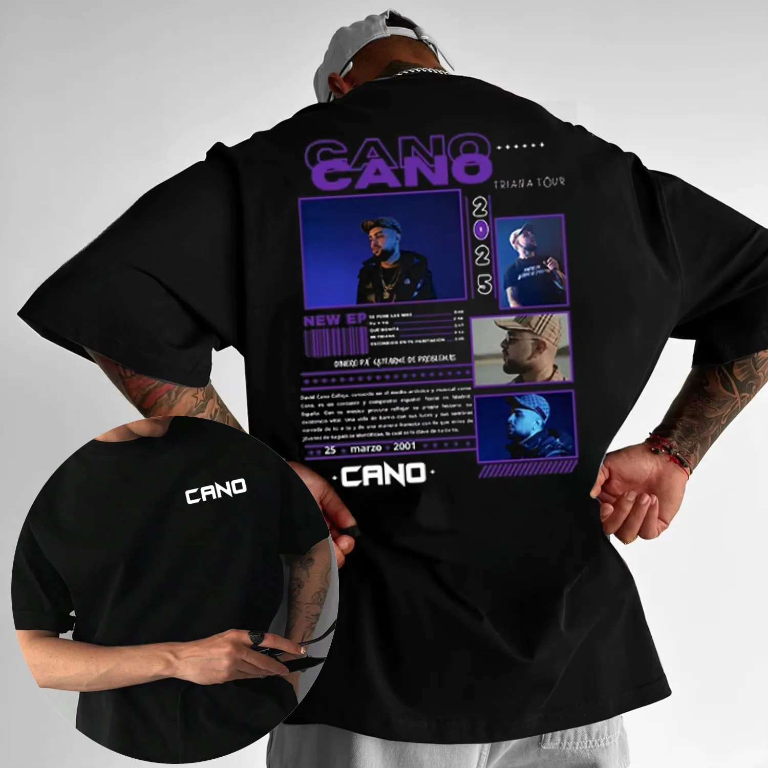 Camiseta gráfica de rapero Kano Triana Tour para hombre, camiseta de manga corta Punk de Hip-hop, Camiseta súper algodón, ropa de calle, verano 2025
