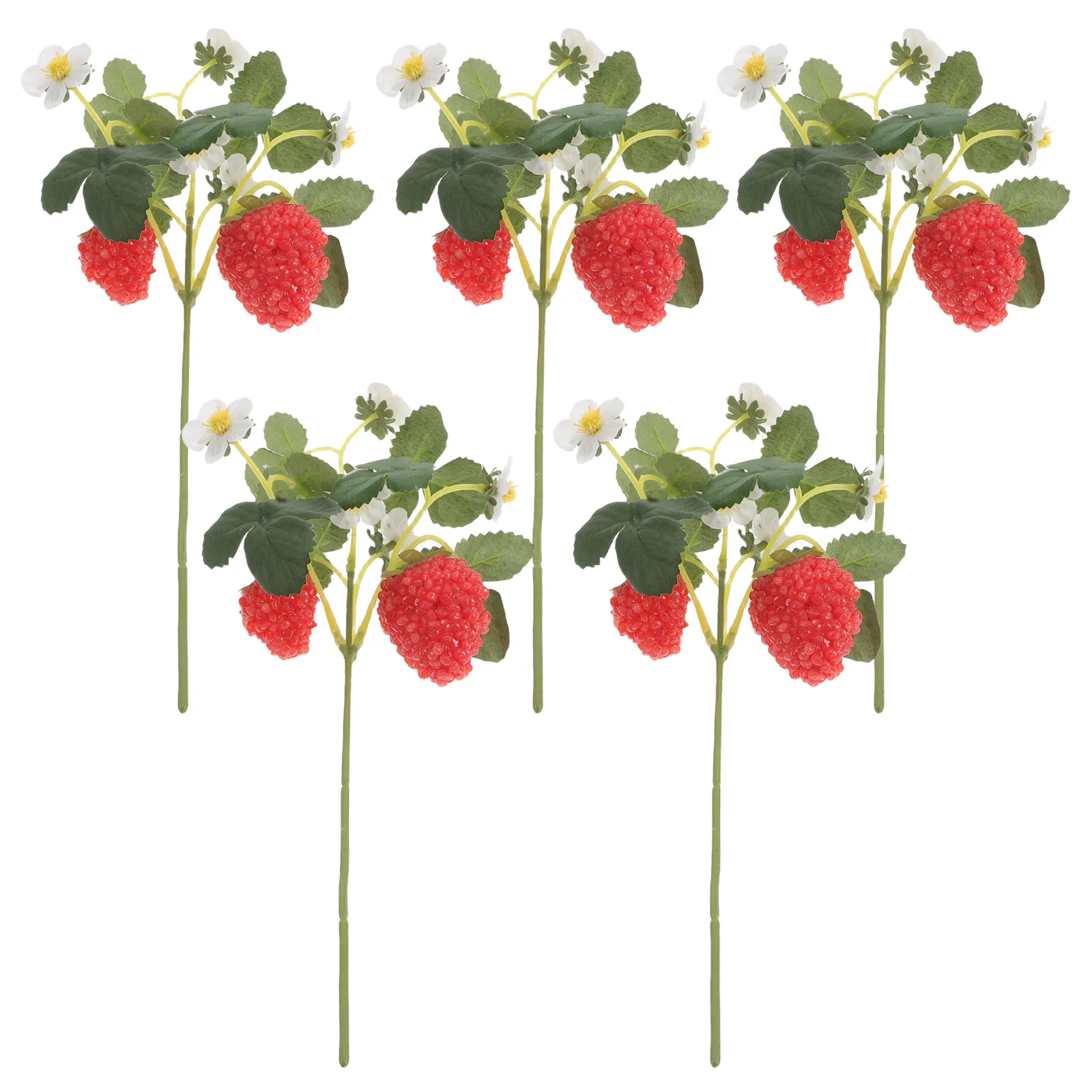 

5Pcs Lifelike Artificial Strawberry Branch Fake Fruit Picks Home Garden Decoration Floral Props Artificial Strawberry Branch
