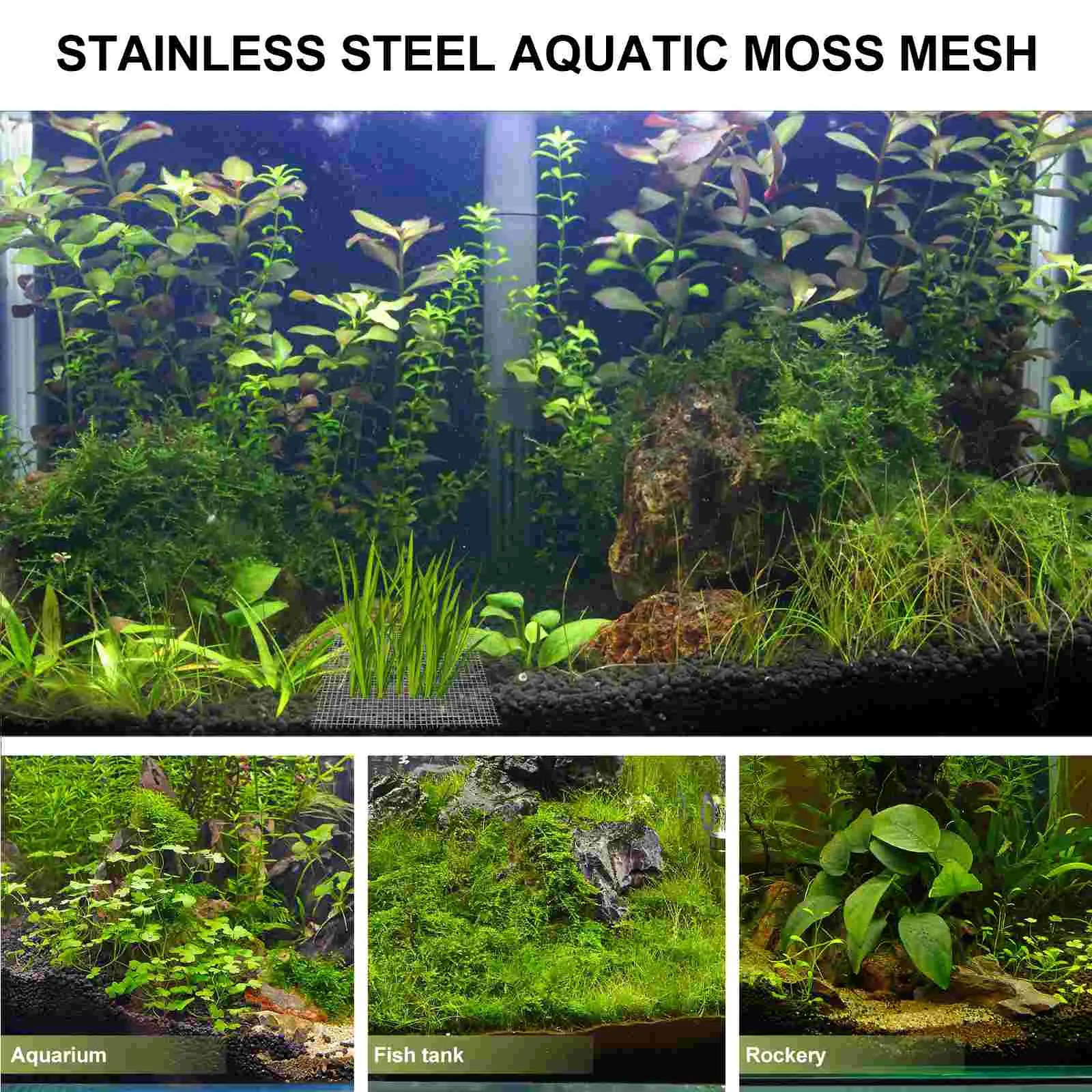 15 PCS Carpet Aquarium Aquatic Mesh Practical Moss Wall Fish Tank Stainless Steel