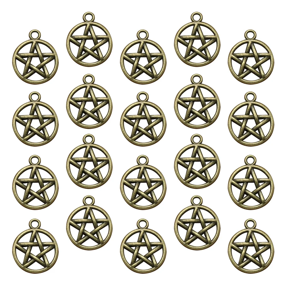 

20pcs Round Alloy Hollow out Star Pendants Charms DIY Jewelry Making Accessory for Necklace Bracelet (Bronze)