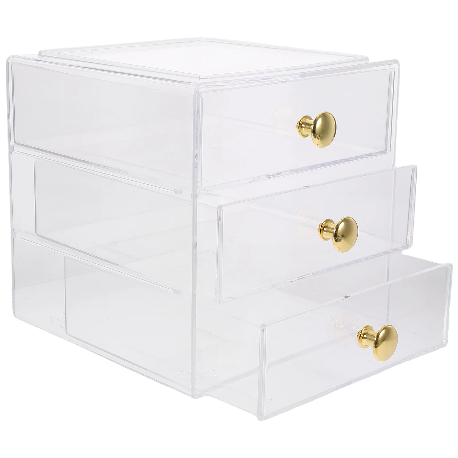 

3-Layer Transparent Drawer Type Storage Stackable Desktop For Makeup Jewelry Hair Accessories Display Case Desktop