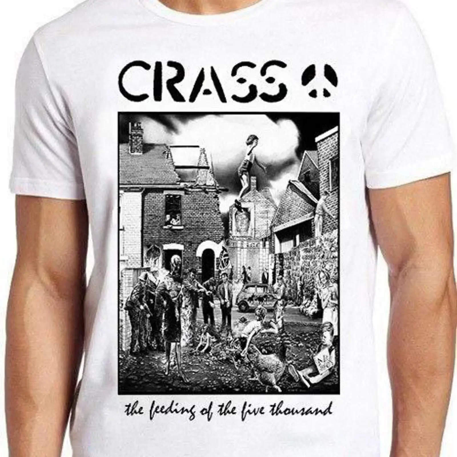 Crass The Feeding Of 5000 Music T Shirt B1631 Retro Film Meme Funny Style Top  vintage Washed Top For Everyday Wear Casual