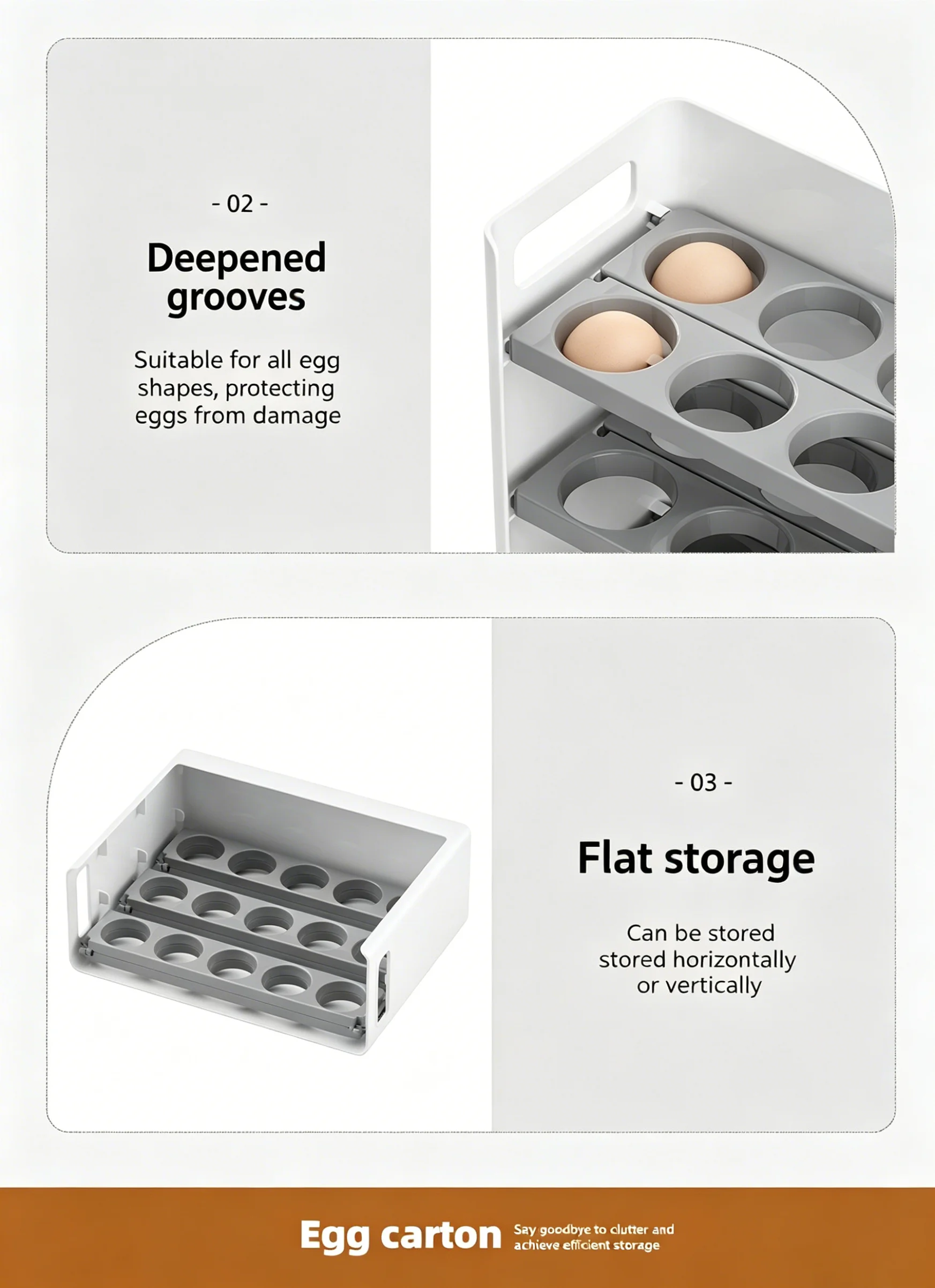 Neue Verbesserte Kühlschrank-Eier-Aufbewahrungsbox Faltbarer Seitentür-Kühlschrank-Eier-Organizer 30-Eier-Spender Aufbewahrungsbehälter – Detail 14