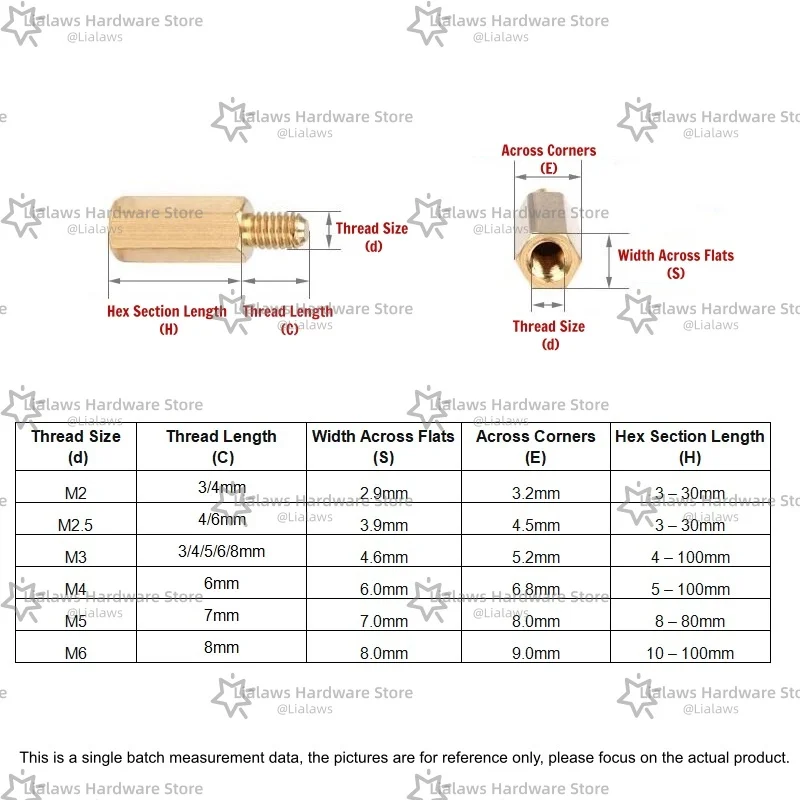 M2 M2.5 Brass Hex Standoff Single Head Male-Female Threaded Pillar Spacer for Motherboard PC Case Mounting Thread 3mm/4mm/6mm