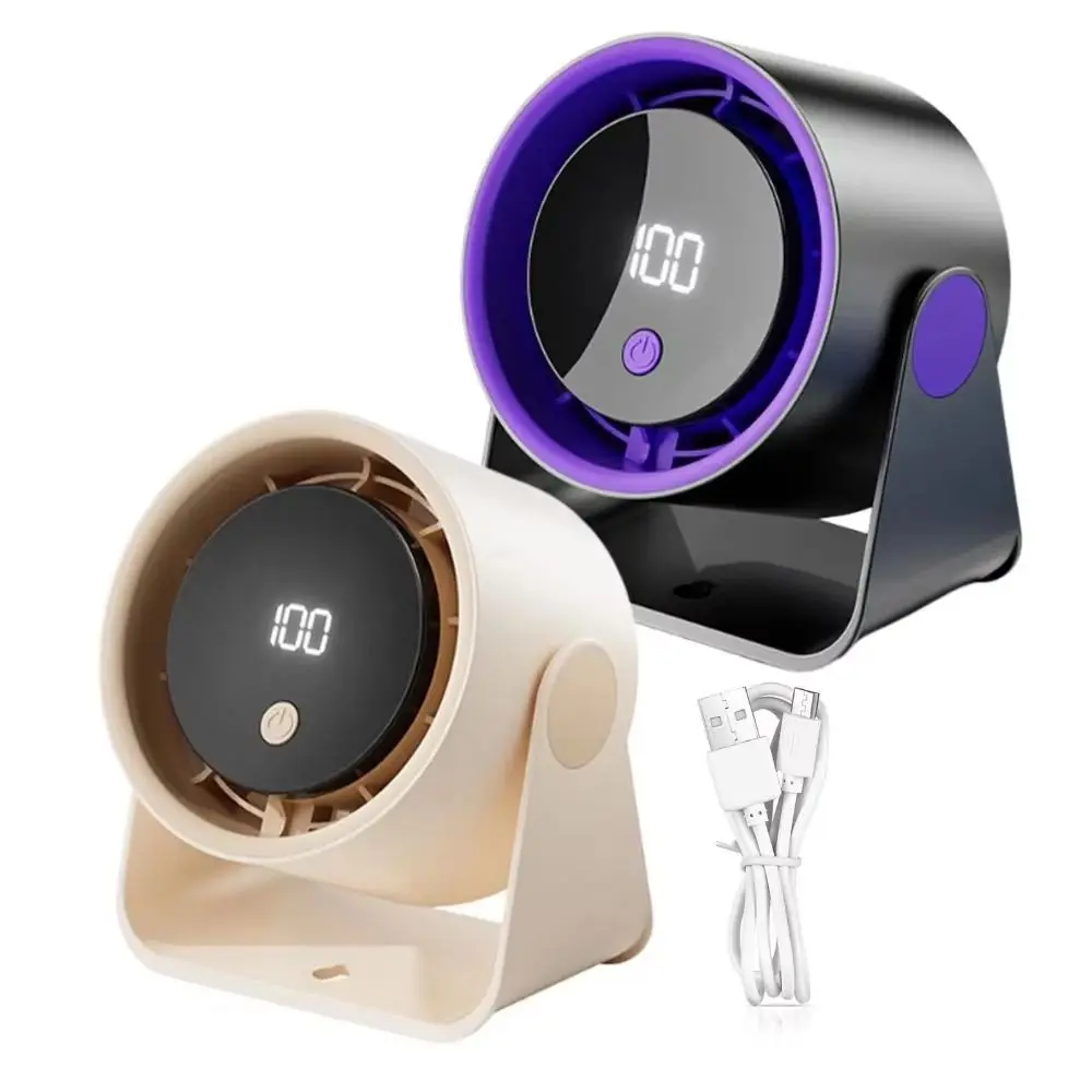 Cool Small Desktop Fan USB Cradle Silent Office Fan 5-speed LED Digital Display Home Fan for Student Dormitory Office