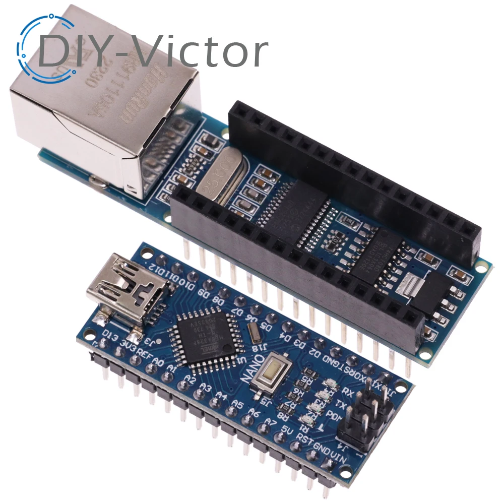 1Pcs Standard Nano V3 Ethernet Shield ENC28J60 Microchip HR911105A Webserver Module Ethernet Board for Arduino NANO 3.0
