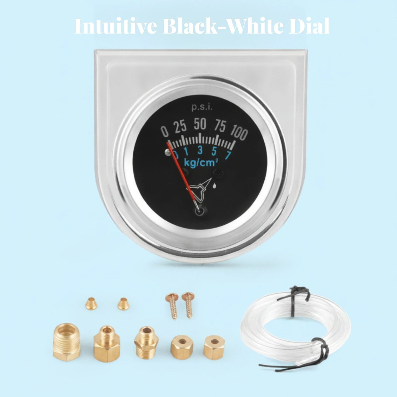 

Auto Parts Analog Oil Pressure Gauge Dual-Scale Scale Metal Body Vehicle Accessory Simple to Install Mechanical Oil Pressure