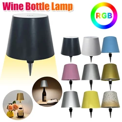 Przenośna ściemnialna lampa na butelkę wina Dotykowe bezprzewodowe lampy biurkowe 2000mAh Akumulatorowa lampa stołowa LED RGB Atmosphere Night Lights Bar