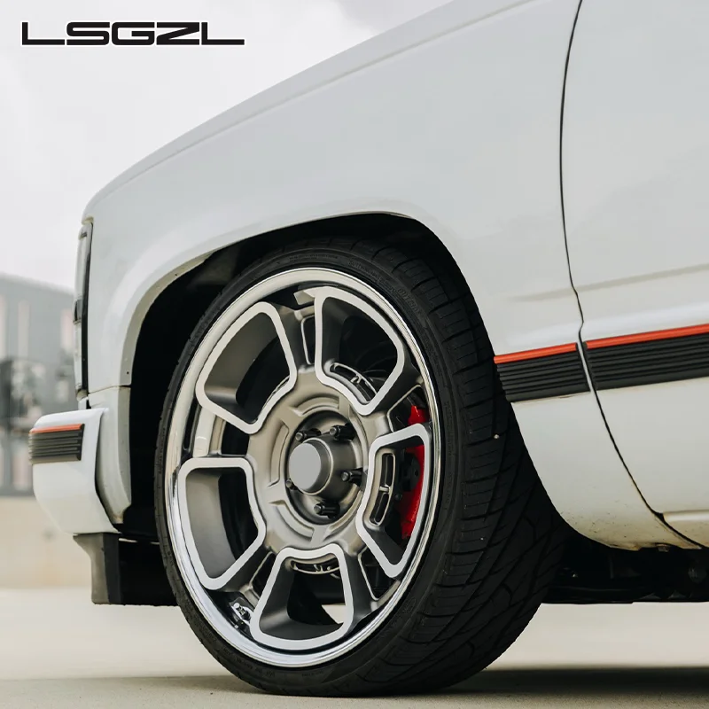 LSGZL Forged Truck Wheels 18 19 20 21 22 Inch 5x120 5x114.3 5x127 Polished Lip for Chevrolet C1500 F150