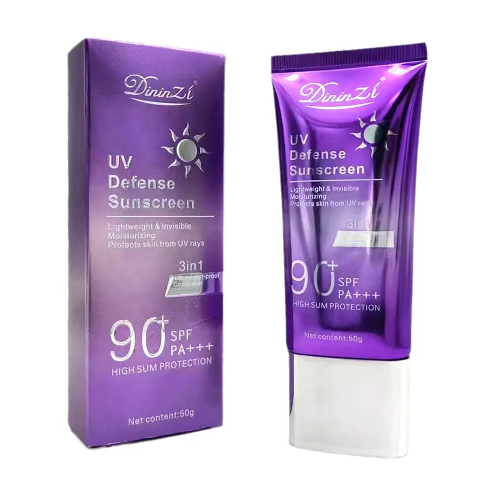 SPF90+ Sunscreen Cream Purple Isolation Lotion Long Waterproof 50g Whitening Moisturizing Lsating Tool Solar Cream Protecto F1L2