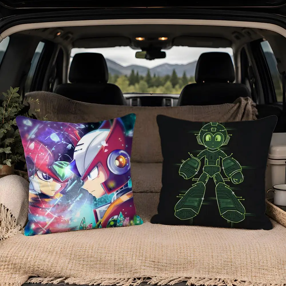 R-Rockman Mega Man Anime Game Cushion Cover 1pc Square Throw Pillow Cover Soft Fabric Removable Washable Couch Bed Chair