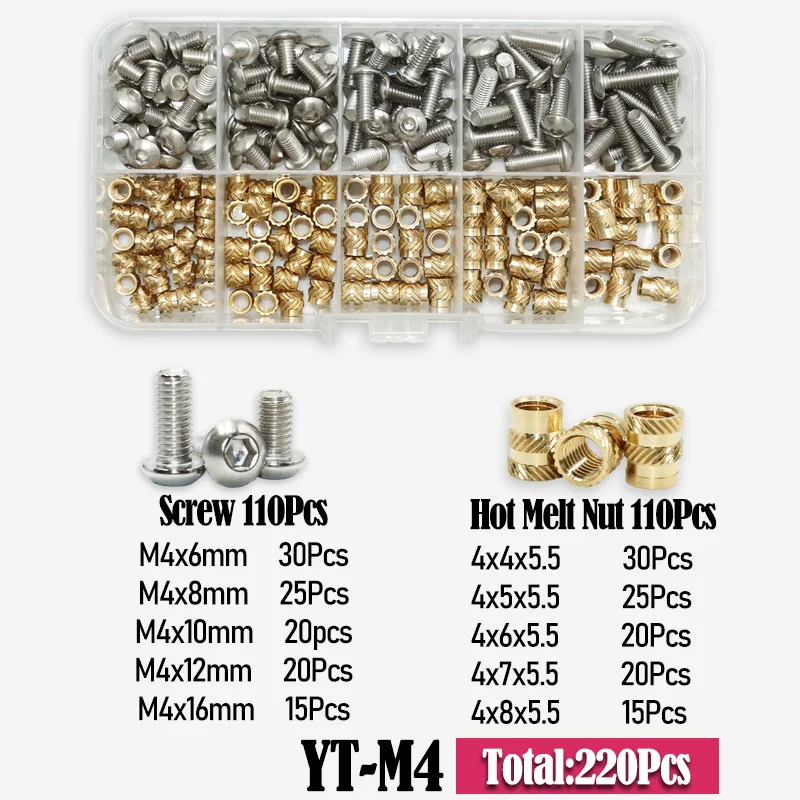 Innen sechs kant schraube 2,5 Edelstahl Messing Einsatz mutter Set m2, 5 m3 m4 Gewinde gerändelte Einbettung einspritz muttern für den 3D-Druck – Detail 5
