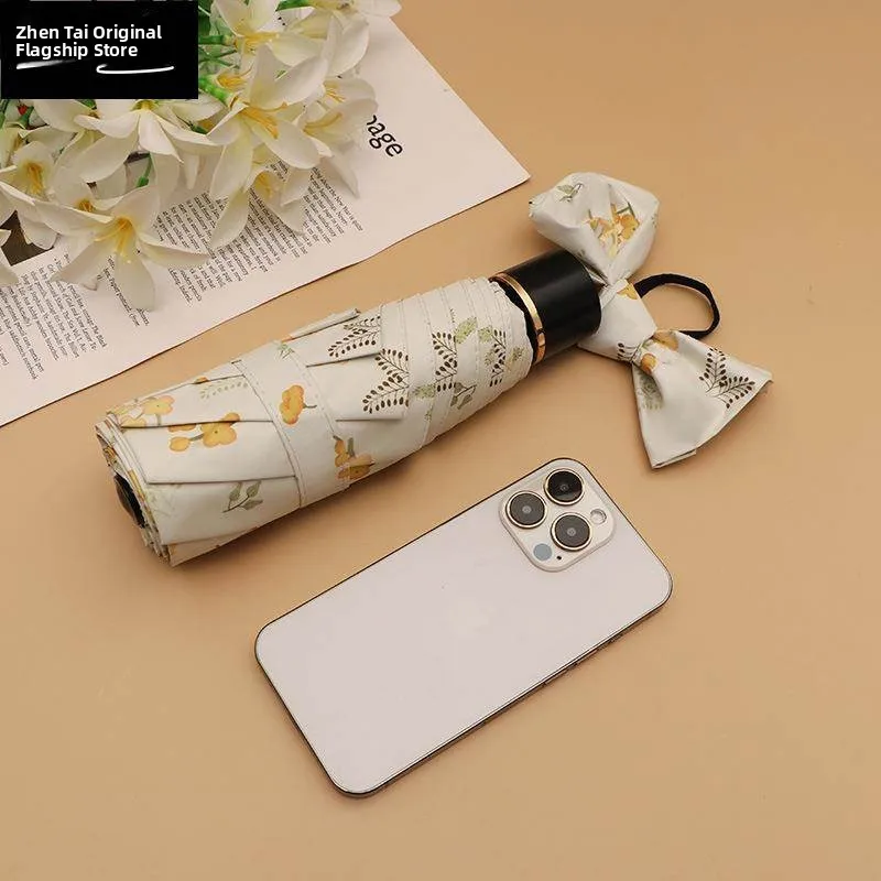 

Automatic Portable Floral Sun Umbrella Thickened Women's Umbrella Black Rain And Sun Umbrella DIY Customizable Cosplay Umbrella