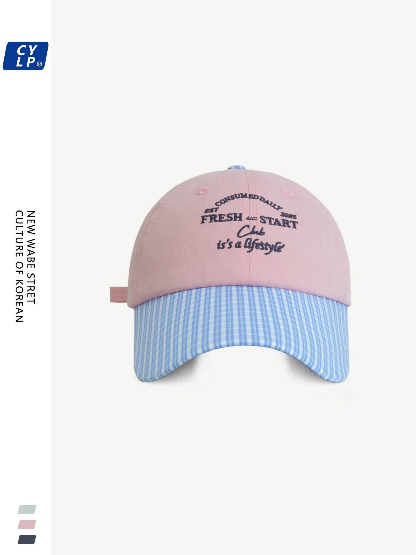 

Letter embroidery niche plaid brim baseball cap spring and summer versatile soft top cap tide