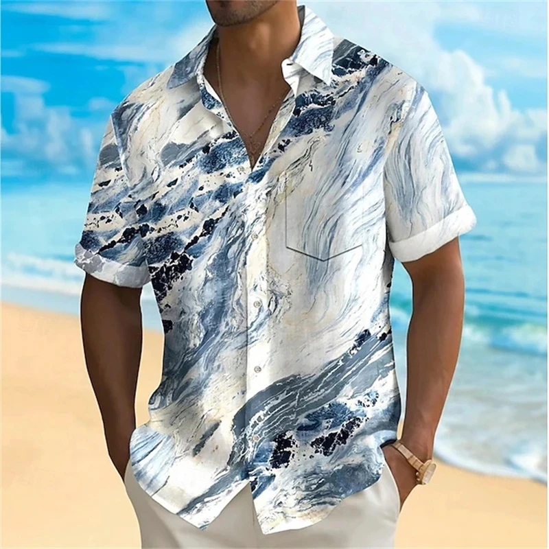 

Summer Men's Shirt Color Abstract Art 3d Print Hawaiian Shirts For Men Casual Short Sleeved Tops Oversized Shirt Unisex Clothing