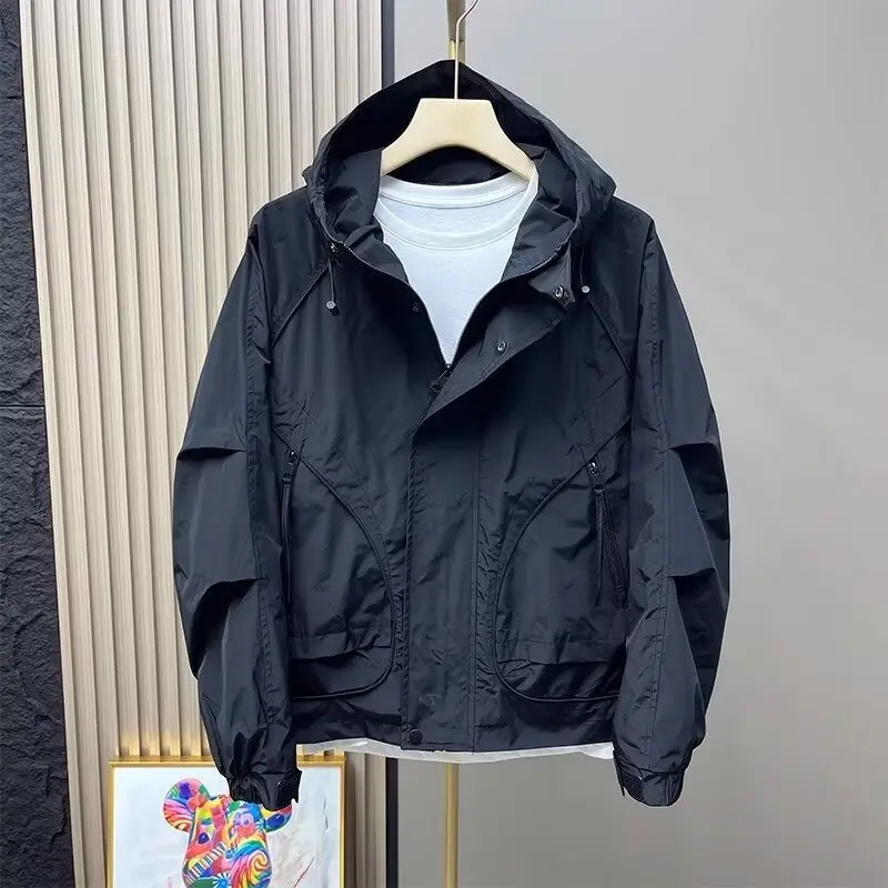 

Повседневная мужская куртка-жакет в стиле Гонконг: высококачественная, модная, уличная, дышащая, на молнии, для весны, осени и зимы