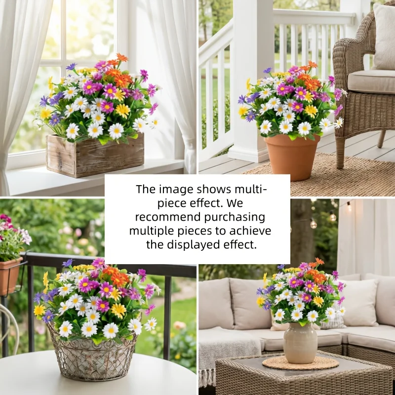 5er-Pack künstliche Gänseblümchen-Blumenarrangements, UV-beständige Sträucher für den Außenbereich, künstliche Blumen für Zuhause, Hochzeit, Party, Gärten, Friedhofsdekoration – Detail 4