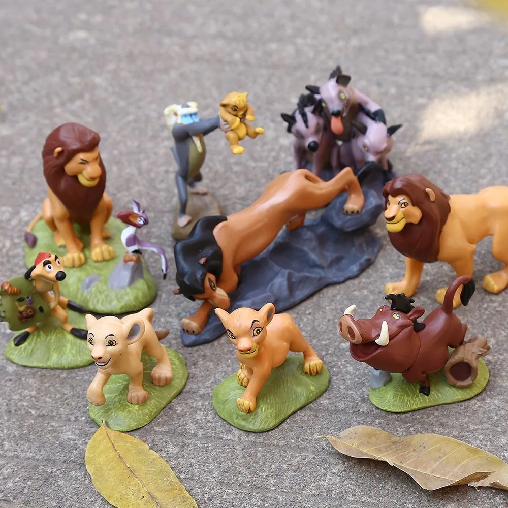Anime el Rey León Simba Nala Timon modelo lindo figura niños juguetes hombre coche ornamento niños Festival regalos 9 unids/set