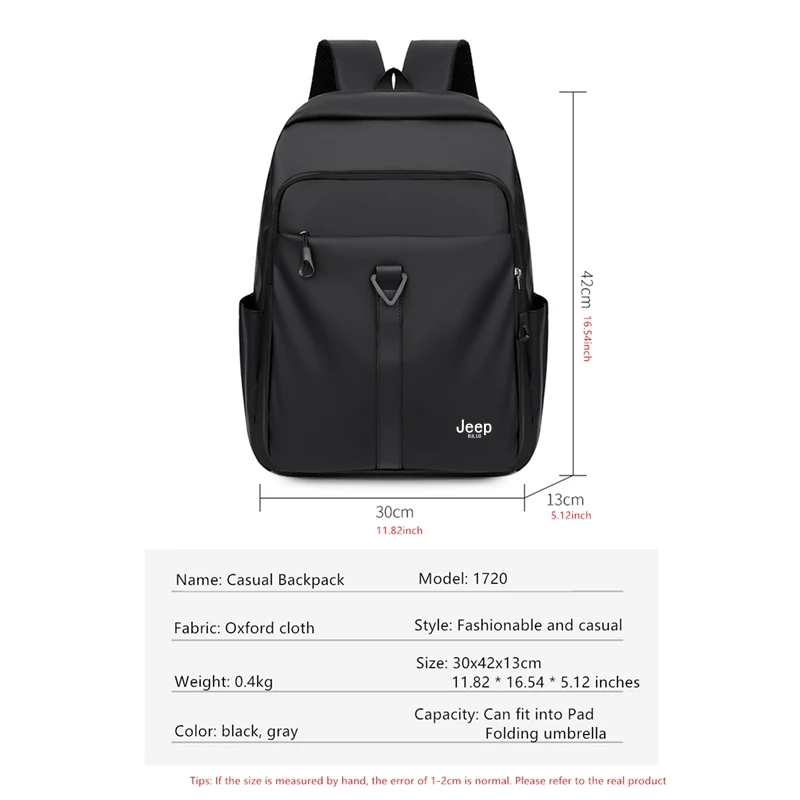 JEEP BULUO Men Backpacks Business 15inches Laptop School Bags High Quality Waterproof Nylon Travel Backpack Black Riding New Hot