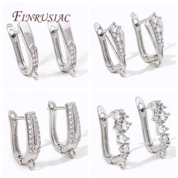 DIY Basic Schwenzy Material 18K Gold Plated Brass Leverback Clasp,Cubic Zircon Beaded U Earring Clasp Jewelry Making Accessories