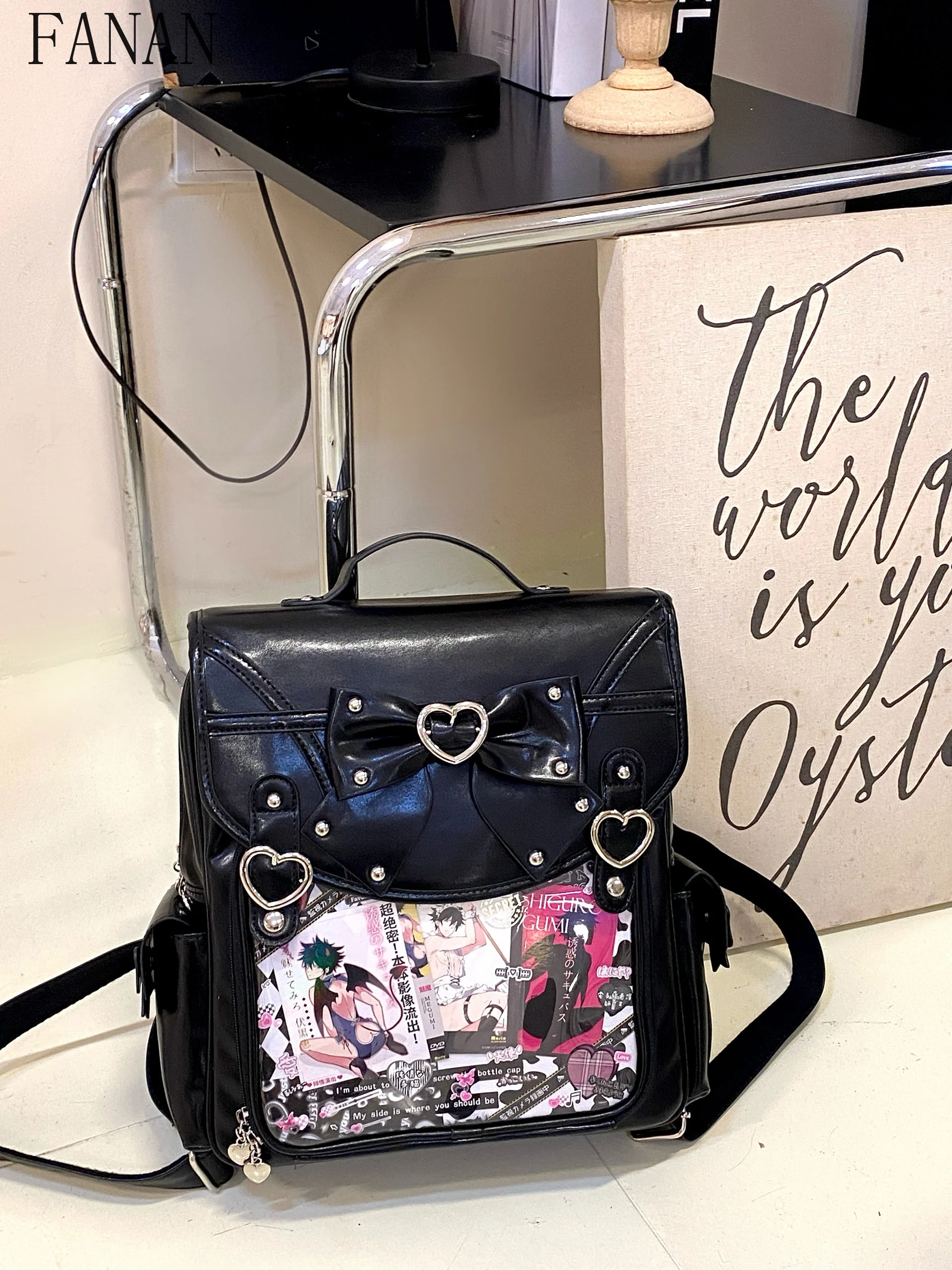 

Женские сумки в стиле панк, милая, оригинальный дизайн, универсальные школьные рюкзаки, дорожные рюкзаки на плечах, темные лаковые кожаные рюкзаки для девочек