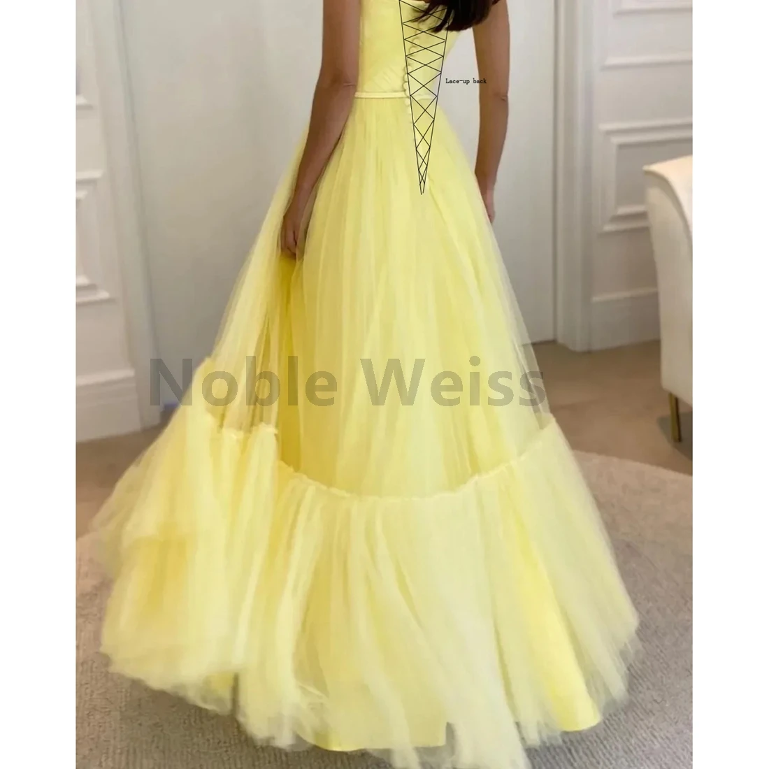 Elegant A-LINE Evening Dresses with Pleat Tulle for Women Formal Prom Gown Customize