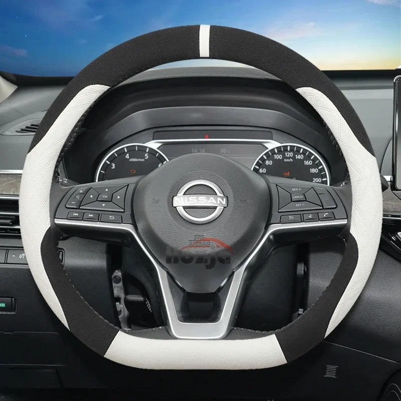 

D-type Suede Leather Car Steering Wheel Cover for Nissan Ariya 2021-2025 Altima 2019-2025 Note 2020-2024 Auto Accessories