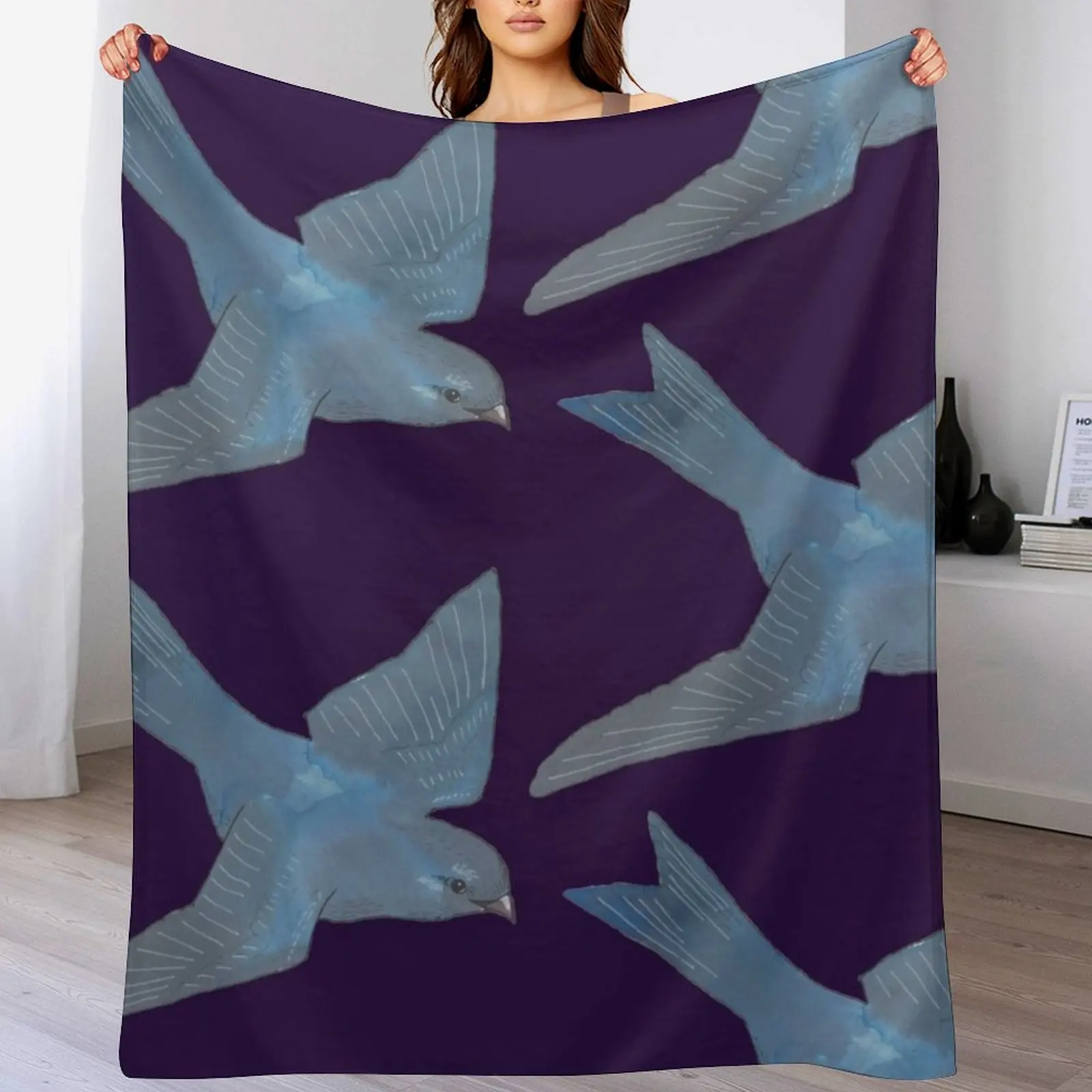 

Purple Martin bird Throw Blanket Hairys Summer Beddings Hair Softest Blankets