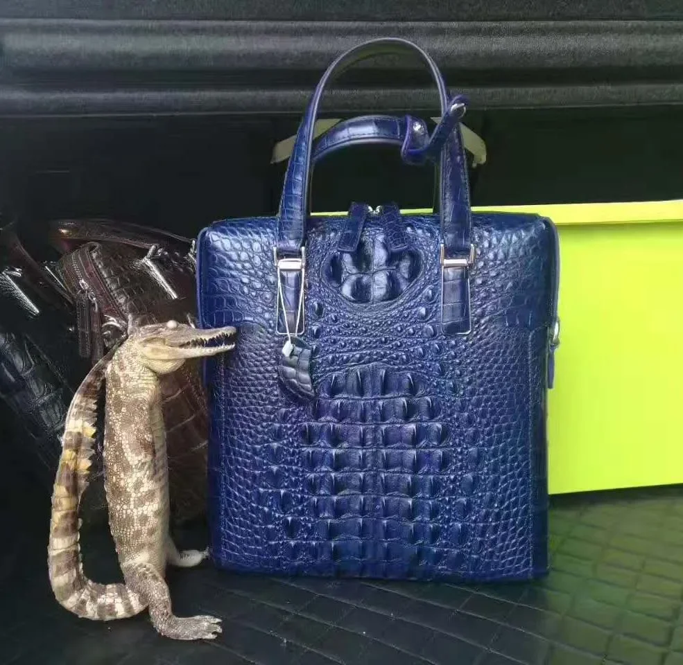 chue men handbag crocodile leather bag  leisure  business